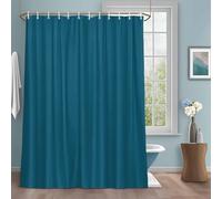 Solid Dark Shower Curtain with 12 Hooks Teal Waterproof Fabric Shower Curtains Sets for Bathroom Bath Decorations, Machine Washable, 66"x72"