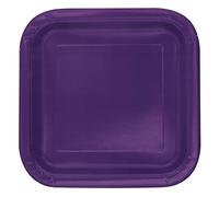 Solid Deep Purple Square Paper Dinner Plates (22cm) 14 Count - Elegant, Disposable, Perfect for Parties & Events
