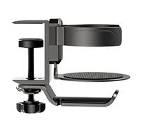 Solid Desk Headphone Mount 360Degree Swivels Headsets Hanger with Cup Holder Solid Aluminum Alloy Constructions Drink Holder Desk Set
