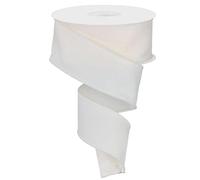 Solid Diagonal Weave Wired Edge Gift Ribbon, 10 Yards (1.5 Inch, Ivory)