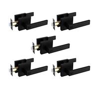 Solid Door Lever Matte Black Finish (5 Pack, Black Bed & Bath)