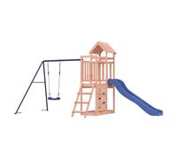(solid douglas wood) vidaXL Playhouse Climbing Frame with Slide Swing Rockwall Kids Solid Wood Pine