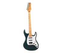 Solid Electric Guitar Strings 7 Metallic Finish Poplar Body Maple Neck Fretboard Adjustable SSH Pickup(Green Black)