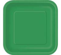 Solid Emerald Green Square Paper Dinner Plates (22cm) 14 Count - Elegant, Disposable, Perfect for Parties & Events