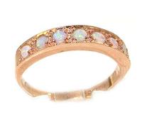 Solid English 9ct Rose Gold Ladies Natural Opal Eternity Band Ring - Size N