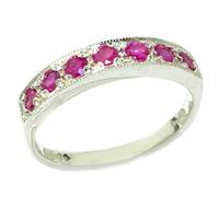 Solid English Sterling Silver Ladies Natural Ruby Eternity Band Ring Size L Made in England British Hallmark