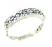 Solid English Sterling Silver Natural Tanzanite Eternity Band Ring Size P 1/2 Women's Ring for December Anniversary