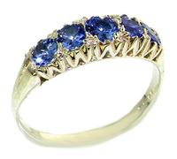 Solid English Sterling Silver Natural Tanzanite Vintage Style Eternity Ring Size V British Made Hallmarked 925 Sterling Silver