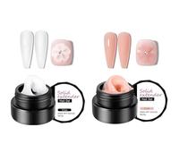 Solid Extender Nail Gel, White and Nude Pink, 2 x 5 g UV Curing Jars | Shapeable consistency, soak-off formula, for home nail extensions, sculpted manicures and raised floral nail art