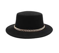 Solid Felt Fedoras Hat for Boys Girls Artificial Wool Kids Jazz Cap Church Derby Flat Top Hat Black Kid Size 52-54CM