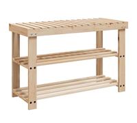 vidaXL Solid Fir Wood 2-in-1 Shoe Rack with Bench Top Footwear Organiser Stand