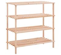 Solid Fir Wood 4-Tier Shoe Rack Footwear Organiser Storage Holder Stand vidaXL