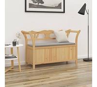 Solid Fir Wood Bench 107 x 45 x 75.5 cm with Storage Space and Backrest for Hallway Hallway Living Room Practical Storage Box with Flap and Cushion as Seating
