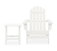 Solid Fir Wood Garden Adirondack Chair With Table White Patio Seating