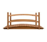 Solid Fir Wood Garden Bridge 140 x 60 x 60 cm with Handrails, Decorative Wooden Bridge for Pond, Stream, Garden Path, Patio and Outdoor Landscaping