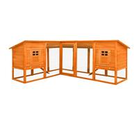 Rabbit Hutch Outdoor Run Brown Solid Fir Wood 250x192x105cm Large 2-Level Extra