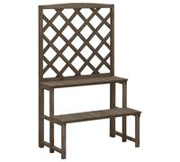 Solid Fir Wood Plant Stand with Trellis Garden Plant Shelf Brown/Grey vidaXL