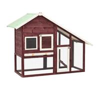 vidaXL Solid Firwood Rabbit Hutch Mocha and White Wooden Pet Carrier Habitat