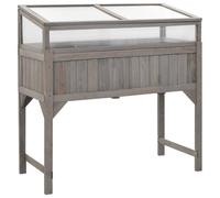 vidaXL Raised Bed with Greenhouse 110x54x120cm Solid Fir Wood, Grey