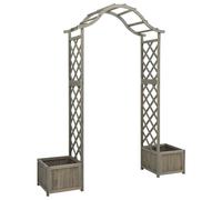 vidaXL Solid Firwood Garden Pergola with Planter Grey Pergola Entryway Arch