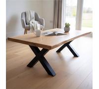 Solid French Oak Coffee Table 140X60Cm, X Base, Natural Oil Finish