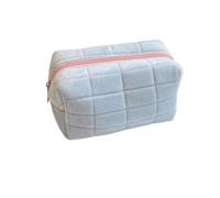 Solid Fur Cosmetic Storage Bag Large Women Zipper Makeup Organizer Handbag Stationery Pencil Case Travel Make Up Toiletry Punch(Blue)