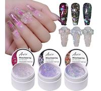 Solid Gel Builder for Nails, 3D Sculpting Gel for Nail Art Glitter Non-Sticky Hand 3 Colors Nail Extension Art Hard Gels for Nails Salon Home DIY Manicure