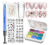 Solid Gel Nail Polish, 9 Colors Nail Gel Paint Palette with Sponge and Metal Grabber, Long-Lasting Gradient Painting Kit for Salon Professionals and Home Beginners (Style 4)