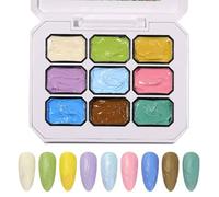 Solid Gel Nail Polish, Gel Manicure Palette, 3D Painting Embossed Nails for Women, Girls, Home Salon, Holiday Bridal Extension French Tips, Event Ready, 9 Color,