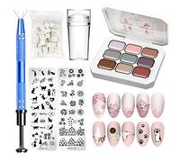 Solid Gel Nail Polish Sets | Manicure Nail Salon 9 Colors Paint Set | Gel Polish Colours Kit with Sponges and Metal Grabber| Nails Art Palette Manicure Tool For Home Adults Girls Women