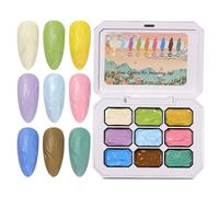 Solid Gel Polish, 9-Colors Gel Palette, Embossed 3D Chip-Resistant Nail Glue for Birthday Holiday Extension Women Salon Bridal Home Manicure French Tips