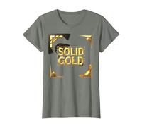 Solid Gold Boys Luxe Shimmer Statement Sparkle Bling T-Shirt, Women, Olive Heather, M