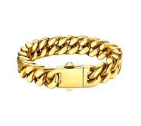 Solid Gold Miami Cuban Link Chain Bracelet, Hand Chain for Men, Women & Boys, Hip-Hop & Cool Style, 18K Gold Filled, 12mm, 21cm/8.3Inch