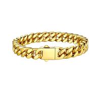 Solid Gold Miami Cuban Link Chain Bracelets for Men, Gold Bracelets for Men, Hand Chain Bracelet for Men Women, Hip-Hop & Cool Men’s Bracelet, 18K Gold Filled, 9mm 21cm/8.3Inch