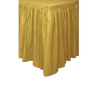 Unique Table Skirt Solid Gold Plastic Rectangular - 73cm x 4m, Reusable, Easy Assembly (1 Count)