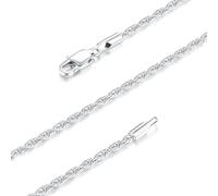 Solid Gold Plated Sterling Silver Rope Chain Necklace for Women Trendy, 1.5mm & 2.5mm Waterproof Non Tarnish Sturdy Women's 16/18/20/22/24/26 Inch