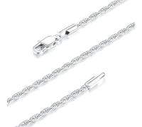 Solid Gold Plated Sterling Silver Rope Chain Necklace for Women Trendy, 1.5mm & 2.5mm Waterproof Non Tarnish Sturdy Women's 16/18/20/22/24/26 Inch