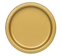 Solid Gold Round Paper Dinner Plates (22cm) 16 Count - Sturdy & Elegant for Parties and Events