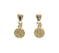 Solid Gold Saint Christopher Earrings Drop Ears 9 Carat Yellow 375 Hallmarked
