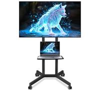 Solid Grace Rolling TV Stand with Wheels for 32-75 Inch TVs up to 88lbs, Portable TV Stand with Shelf, Mobile TV Cart for Living Room, Office, Meeting Room, Outdoor