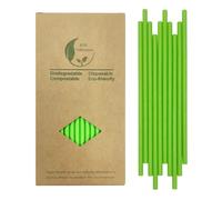 Solid Green Paper Drinking Straws - Disposable Green Straws for DIY Crafts Cake Pop Sticks Christmas Party Supplies - 7.75 inches, Box of 100