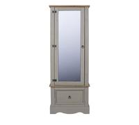 Core Products Corona Single Door Single Drawer Grey Mirrored Wardrobe - Size: Single Door, Single Drawer - Wilko