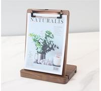 Solid Hardwood Clipboard with Stand, Wooden Menu Holder for Restaurants, Table Stand, Receipt Holder for Bar Counter Freestanding Clipboards A4 with Metal Clip High Capacity