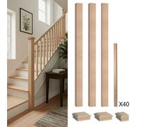 Solid Hemlock Complete 90mm Square Newel Post And 41mm Spindle Kit Uk Manufactured Traditional Products Ltd