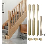Solid Hemlock Newel Post Contemporary 90mm And 41mm Spindle Kit Uk Manufactured Traditional Products Ltd