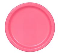 Solid Hot Pink Round Paper Dinner Plates (22cm) 8 Count - Sturdy & Elegant for Parties and Events