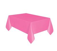 Solid Hot Pink Short Fold Rectangular Plastic Table Cover (137cm x 274cm) 1 Count - Elegant & Durable Tablecloth for Parties, Events, and Home Use