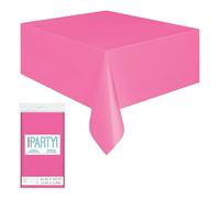 Solid Hot Pink Short Fold Rectangular Plastic Table Cover (137cm x 274cm) 1 Count - Elegant & Durable Tablecloth for Parties, Events, and Home Use