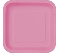 Solid Hot Pink Square Paper Dinner Plates (22cm) 14 Count - Elegant, Disposable, Perfect for Parties & Events