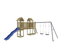 (Solid impregnated pinewood) vidaXL Outdoor Playset Wooden Playground Set Kids Swing Set Solid Wood Douglas